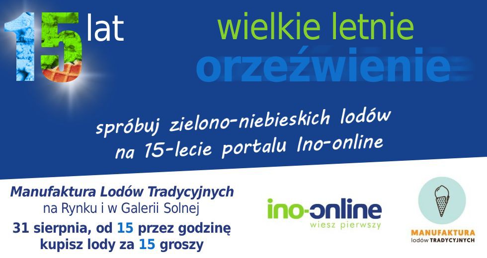 Inowrocław - Zielono-niebieskie lody na 15-lecie Ino-online