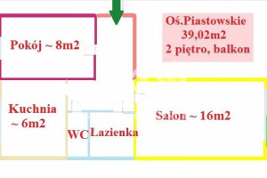 |Piastowskie * 2 pokoje * dwustronne * 39m2 * 2 piętro * z balkonem