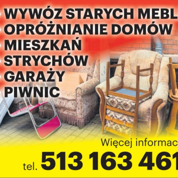 wywóz starych mebli, likwidacja mieszkań ,piwnic,gruzu duzy kontener 