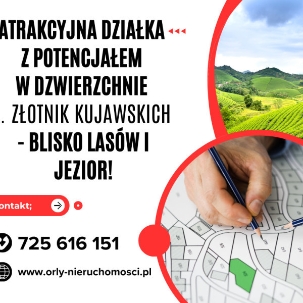 Znakomita działka z potencjałem w Dzwierzchnie, Złotniki Kujawskie – blisko lasów i jezior!