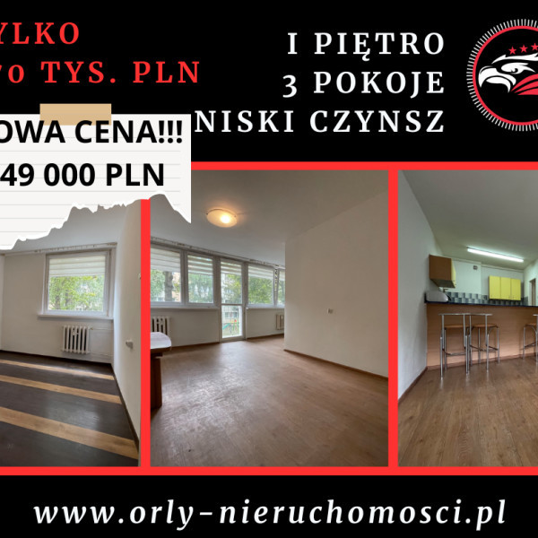 Atrakcyjne mieszkanie 3 pokoje, I piętro, os. Piastowskie