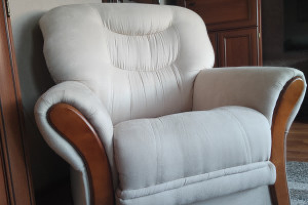 |Komplet wypoczynkowy sofa plus fotel ecru 