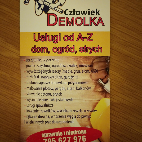 Człowiek Demolka usługi dom, ogród, strych od a-z