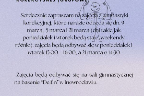 |Zajęcia z gimnastyki korekcyjnej 