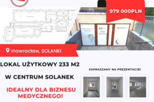 |Lokal użytkowy 233 m2 w centrum Solanek Inowrocław – idealny dla biznesu medycznego!