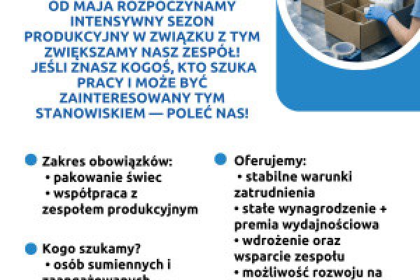 |Pakowacz (K/M) przy produkcji świec