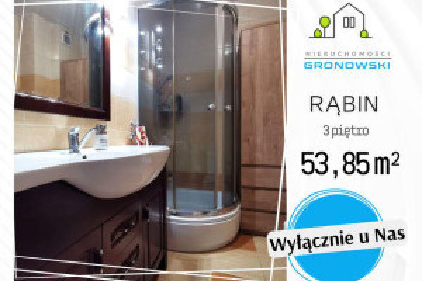 |😍Rąbin | 2 pokoje, garderoba i loggia | 53,85 m² w bloku z 2009 roku.