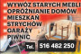 wywóz starych mebli, likwidacja mieszkań ,piwnic,gruzu duzy kontener 