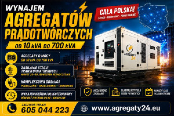 |AGREGATY PRĄDOTWÓRCZE DO 700 kVA  - WYNAJEM - USŁUGI