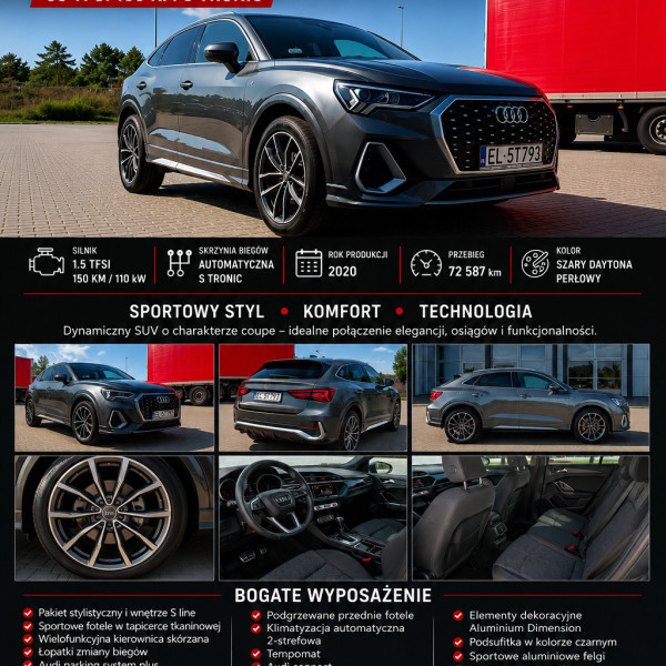 Audi Q3 Sportback S line 35 TFSI 150 KM S tronic | 2020 | 72 587 km