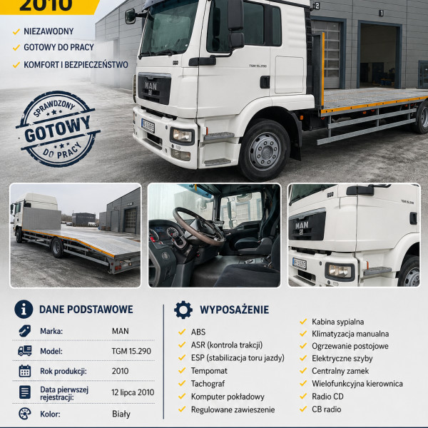 Solidny i niezawodny MAN TGM 15.290 z 2010 roku