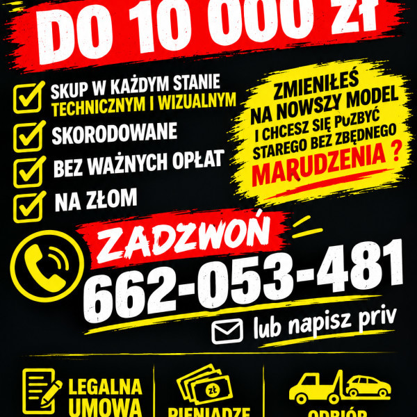 Kupie Autka w każdym stanie sprawne/niesprawne/na złom/odbiór nawet dziś!/ 📞 662-053-481 📞