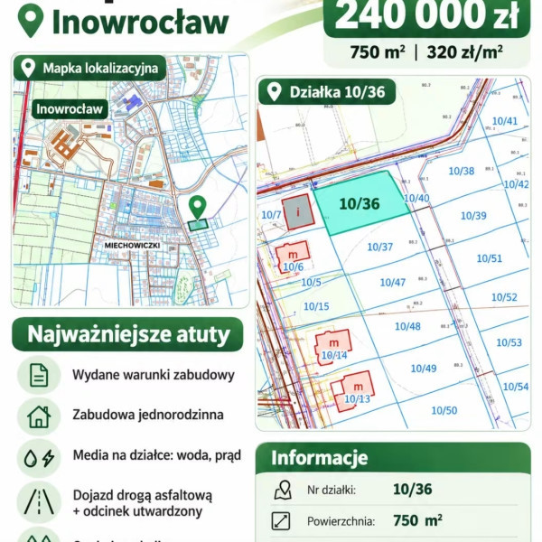 Sprzedam działkę budowlaną w Inowrocławiu 