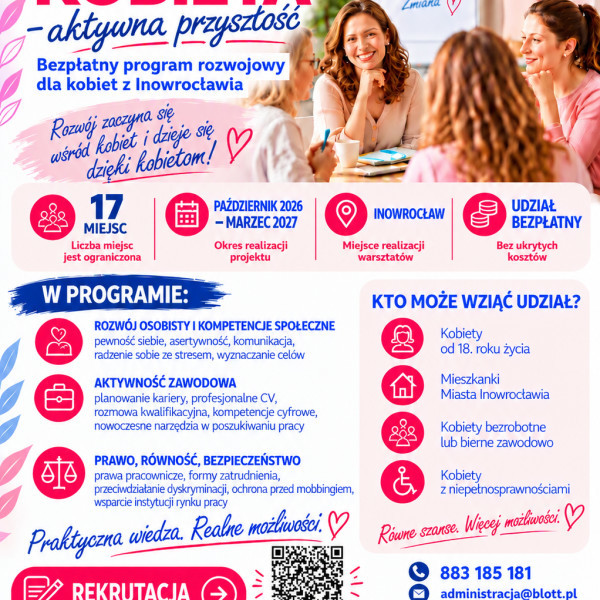 Bezpłatny program rozwojowy dla kobiet z Inowrocławia!