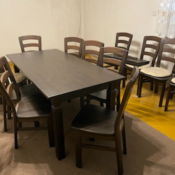 Stół i 12 krzeseł lite drewno
