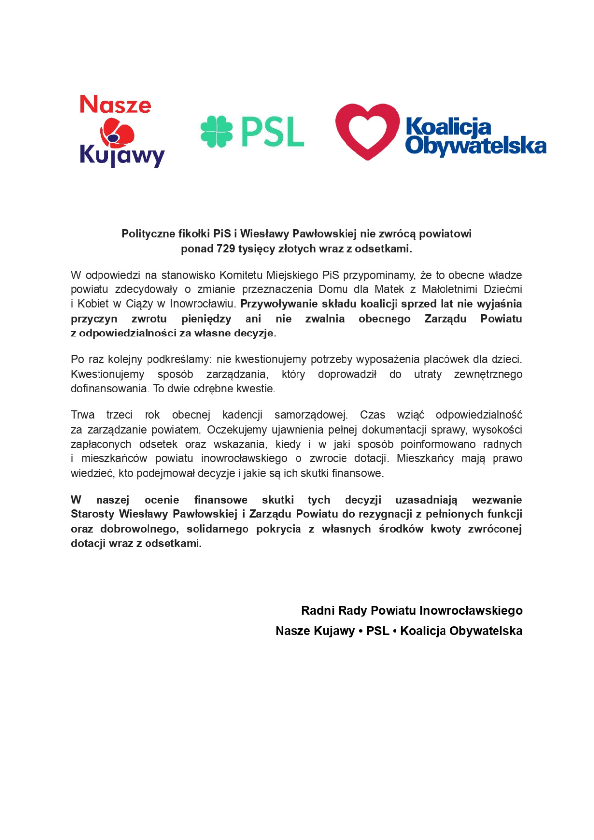 Polityczne fikołki PiS i Wiesławy Pawłowskiej nie zwrócą powiatowi ponad 729 tysięcy złotych wraz z odsetkami.docx_page-0001