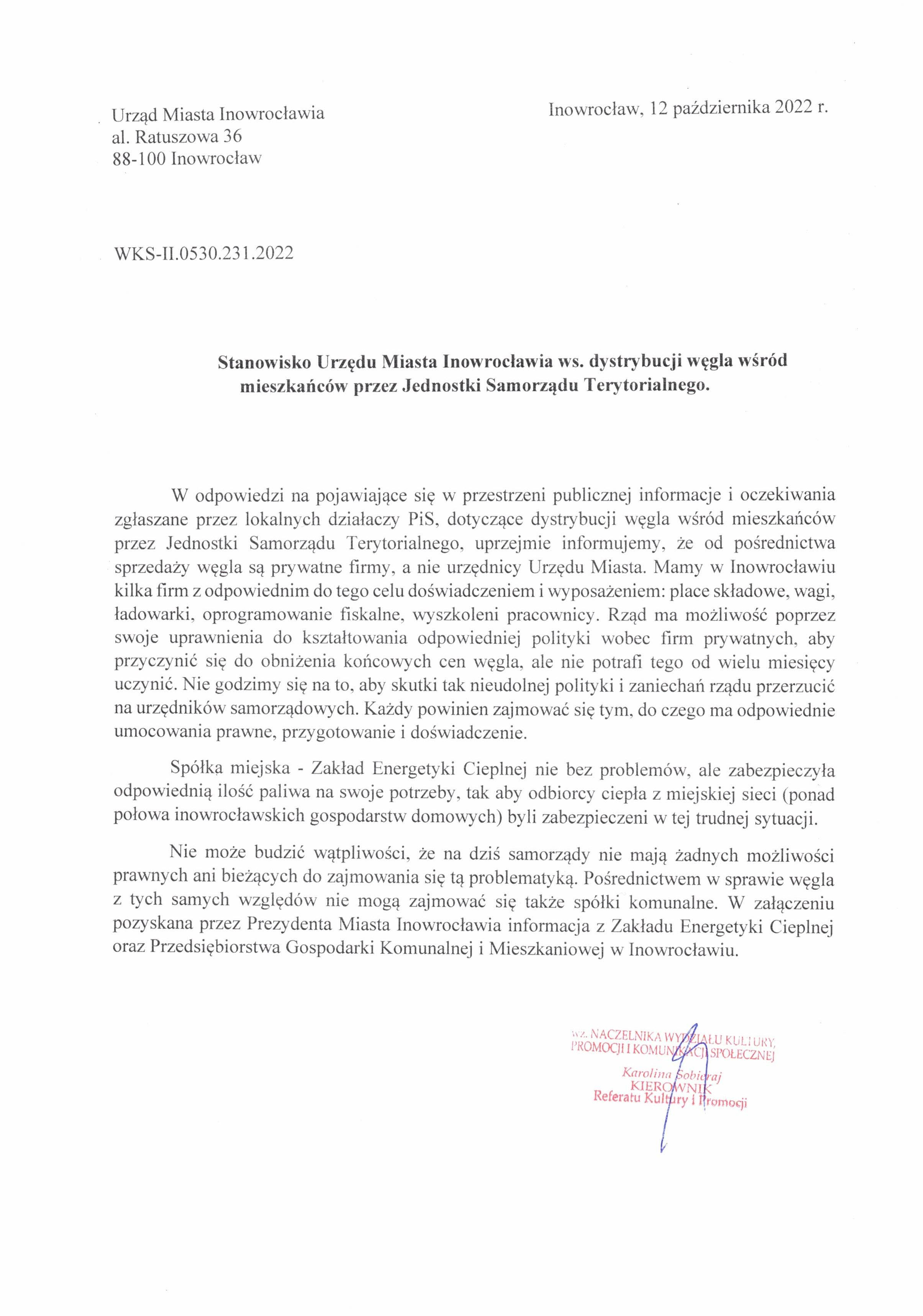 Stanowisko Urzędu Miasta Inowrocławia ws. dystrybucji węgla przez JST-page-001