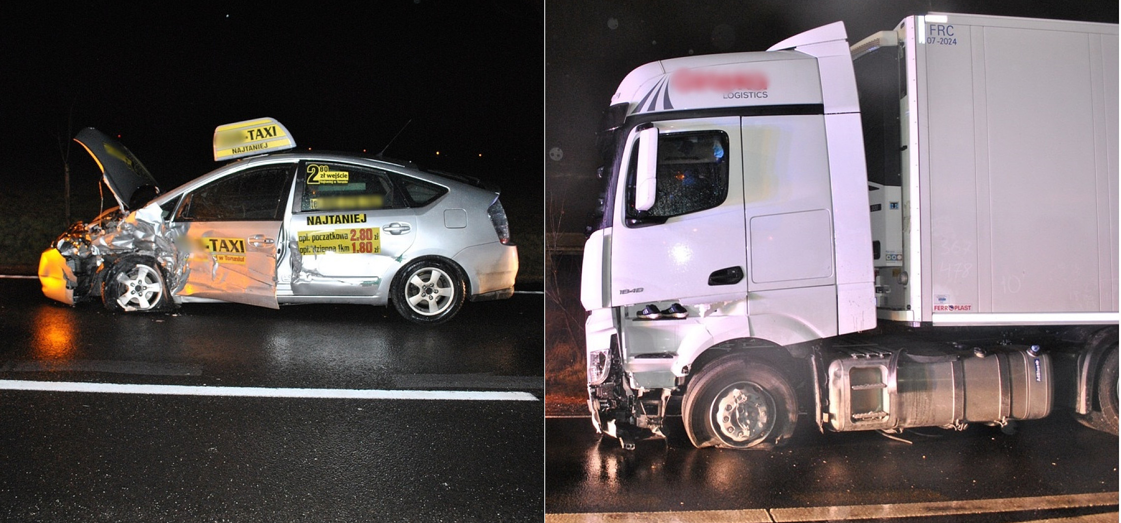 Mogilno - Zderzenie taksówki z ciężarówką. Dwie osoby zostały ranne