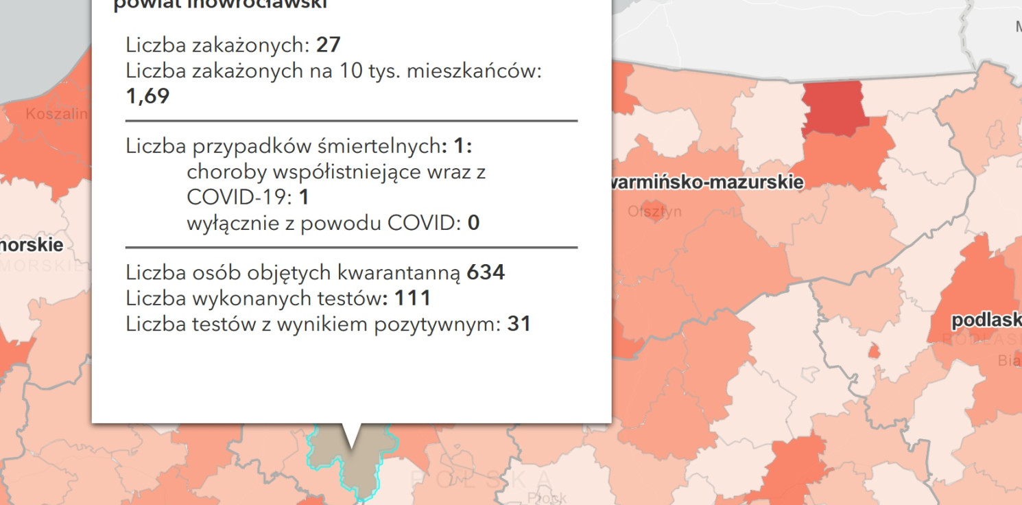 Inowrocław - Koronawirus. Spadek liczby zakażeń i zgonów