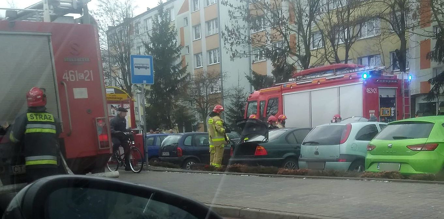 Inowrocław - Pożar samochodu na Rąbinie