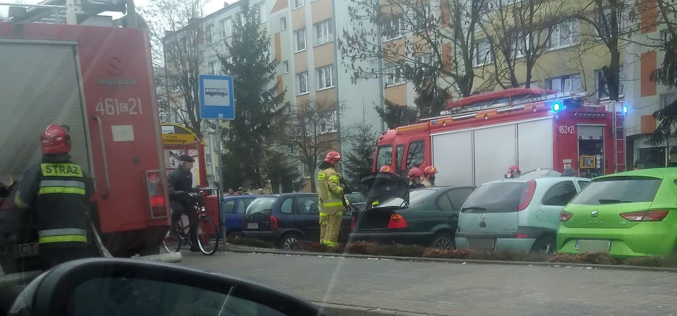 Inowrocław - Pożar samochodu na Rąbinie