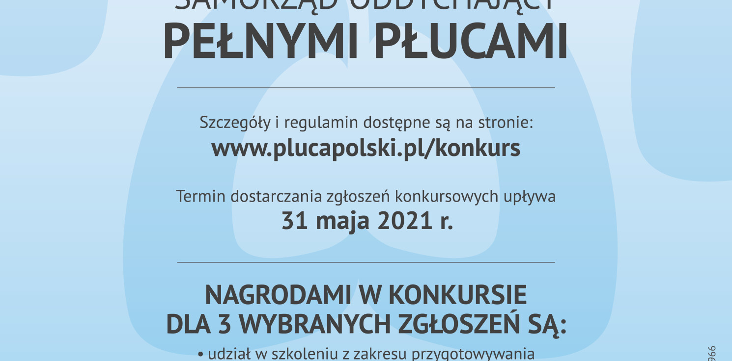 Kraj - Konkurs dla samorządów dbających o płuca swoich mieszkańców. Nagrodą m..in. możliwość wzięcia udziału w ciekawym szkoleniu