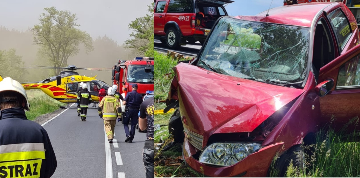 Region - W Jeziorach Wlk. auto uderzyło w drzewo