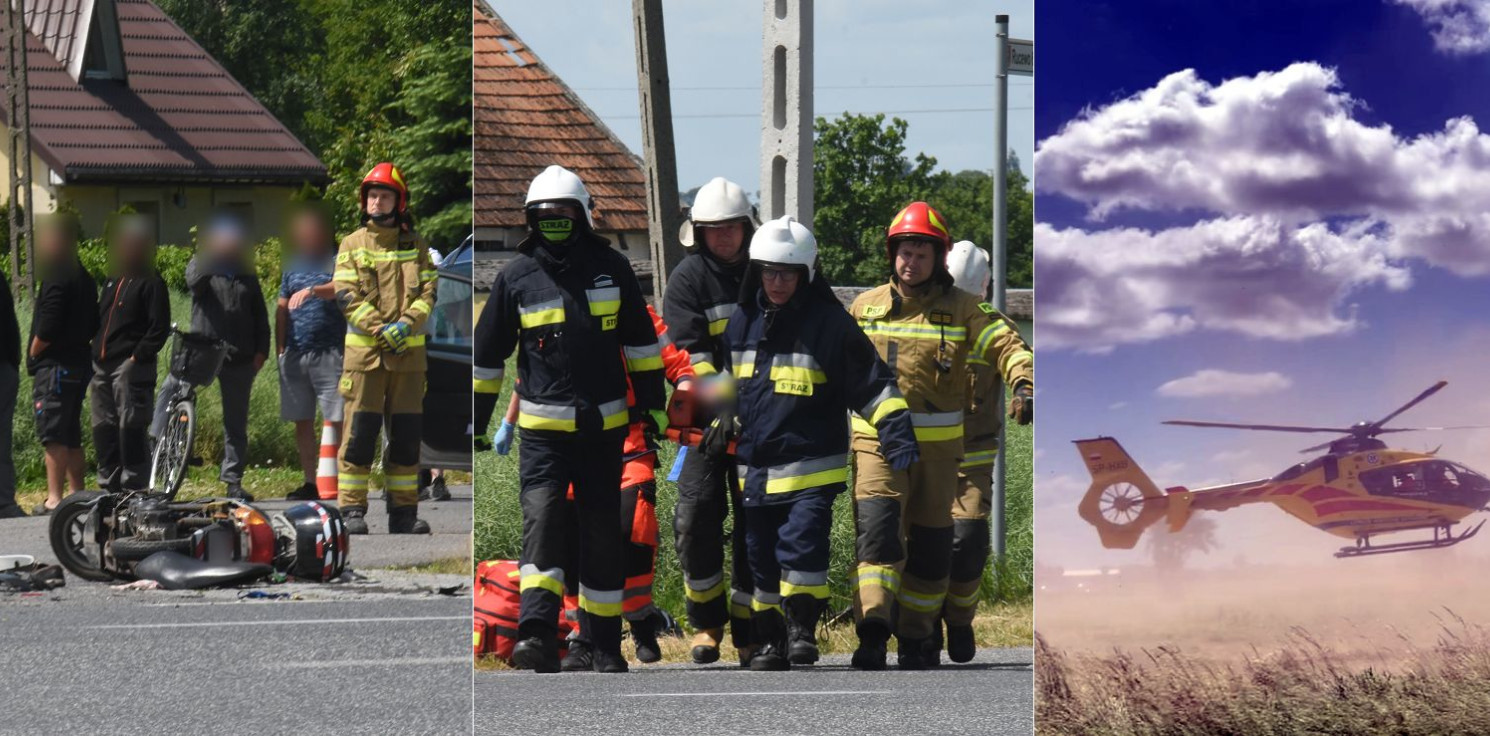 Region - Zderzenie motocykla i osobówki. Interweniowało LPR