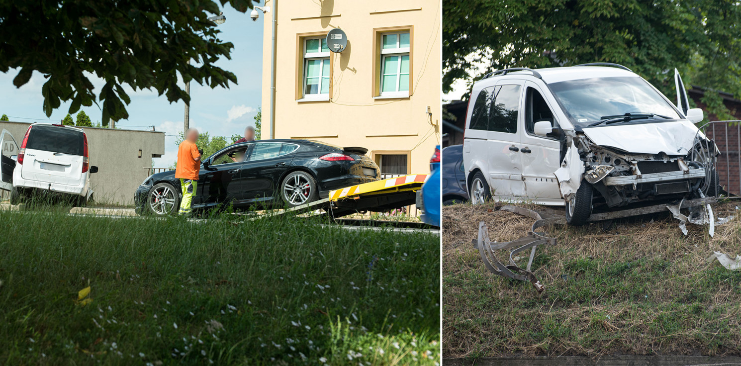 Inowrocław - Zderzenie mercedesa i porsche na Dworcowej