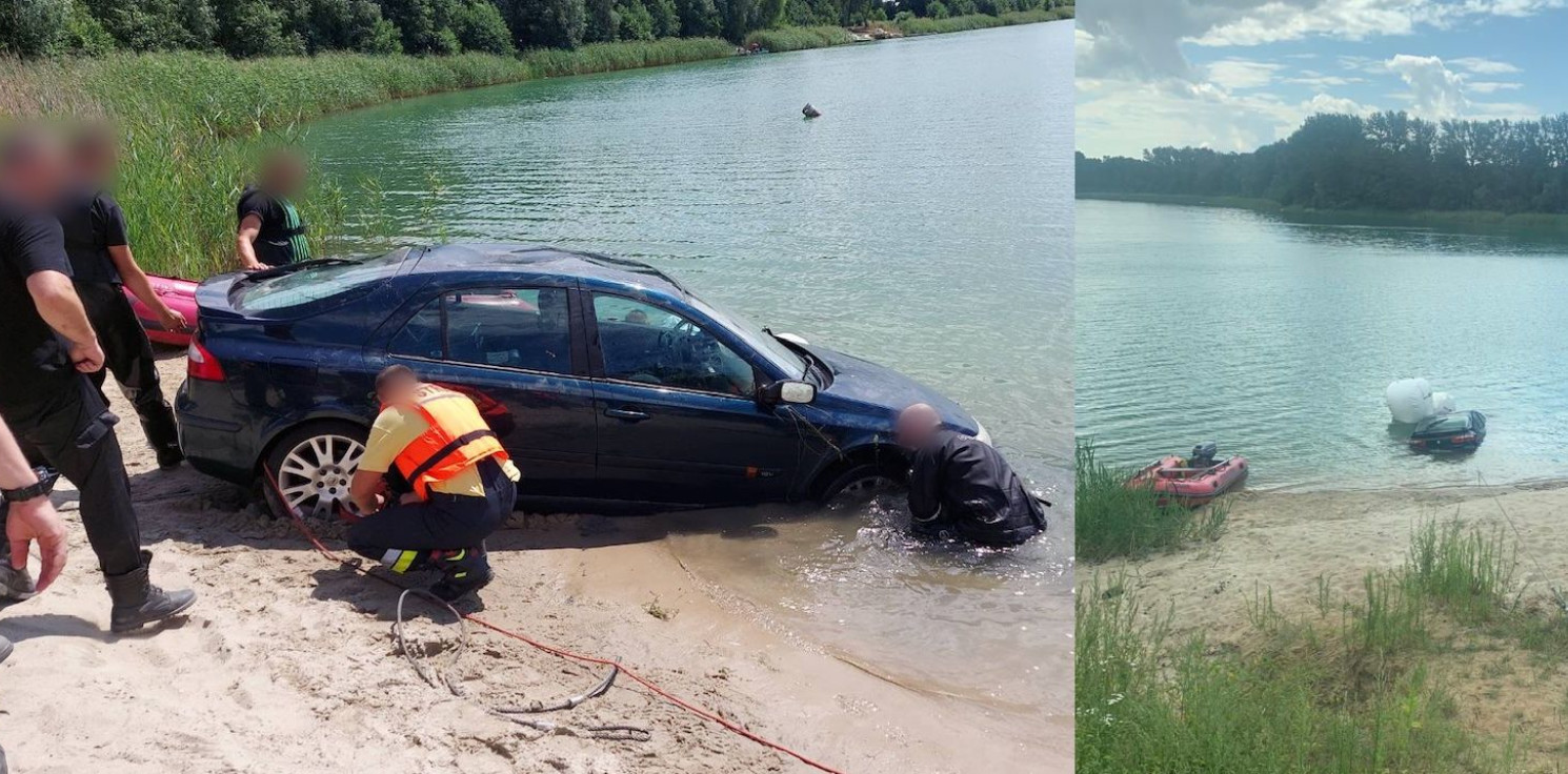 Region - Auto zjechało im do jeziora. W akcji płetwonurkowie