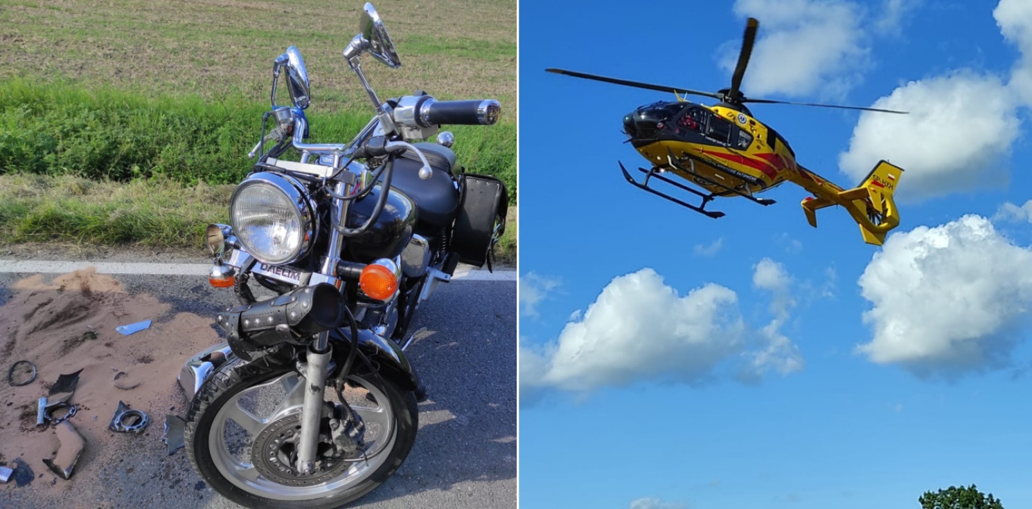 Mogilno - Motocyklista ranny w wypadku. W akcji śmigłowiec