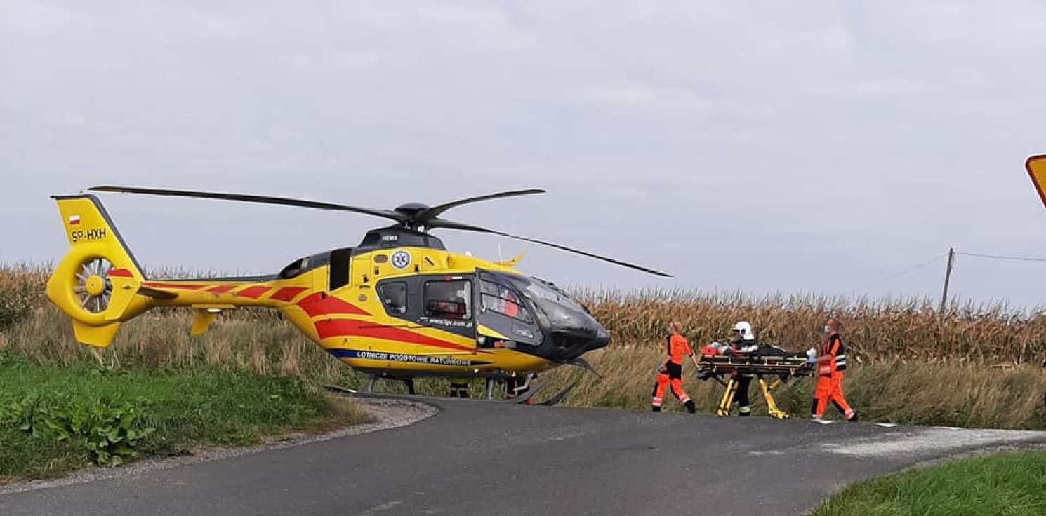 Region - Motocyklista wypadł z drogi na łuku . W akcji LPR