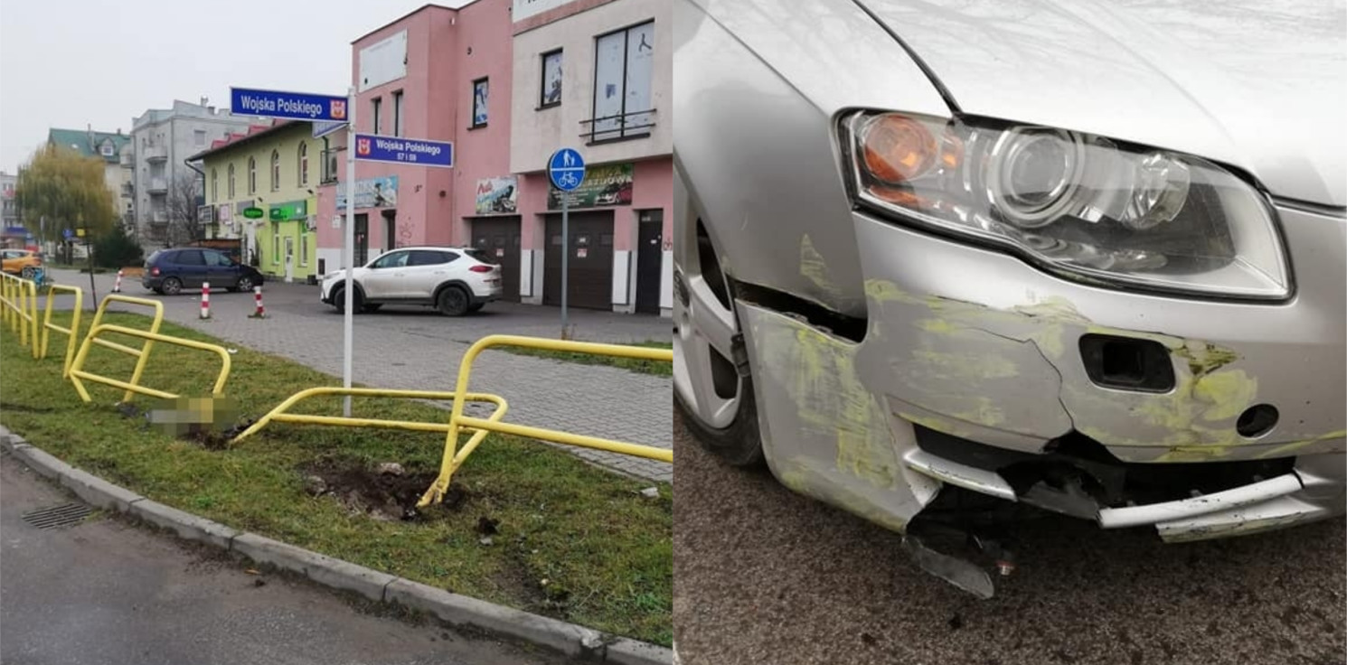 Inowrocław - Zdemolował barierki i odjechał. Straż znalazła auto