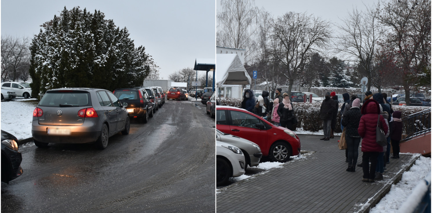 Inowrocław - Przed szpitalem znów tworzy się gigantyczna kolejka