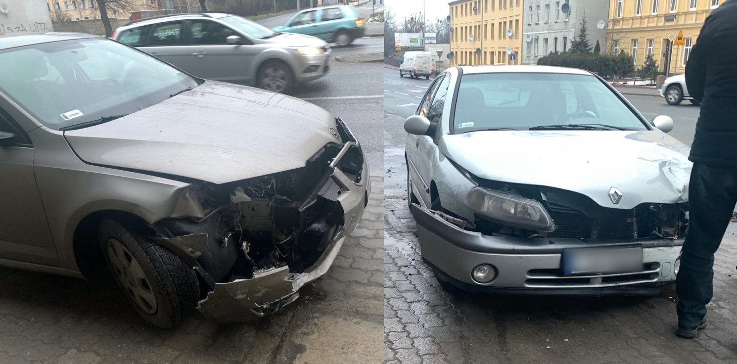 Inowrocław - Stłuczka na Dworcowej, zderzyły się dwa auta