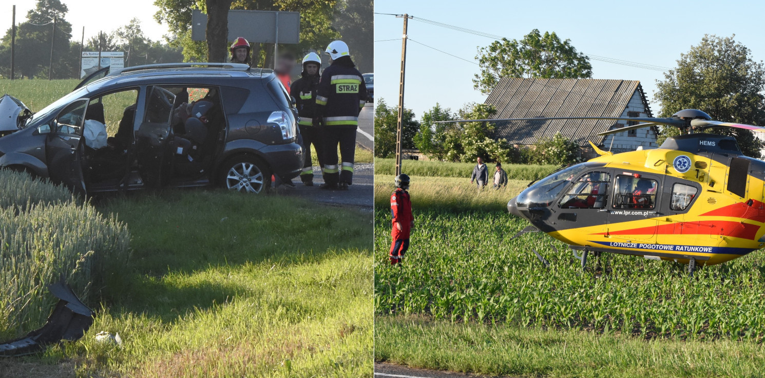 Złotniki Kuj. - Groźny wypadek za Złotnikami Kujawskimi. Wśród poszkodowanych dzieci
