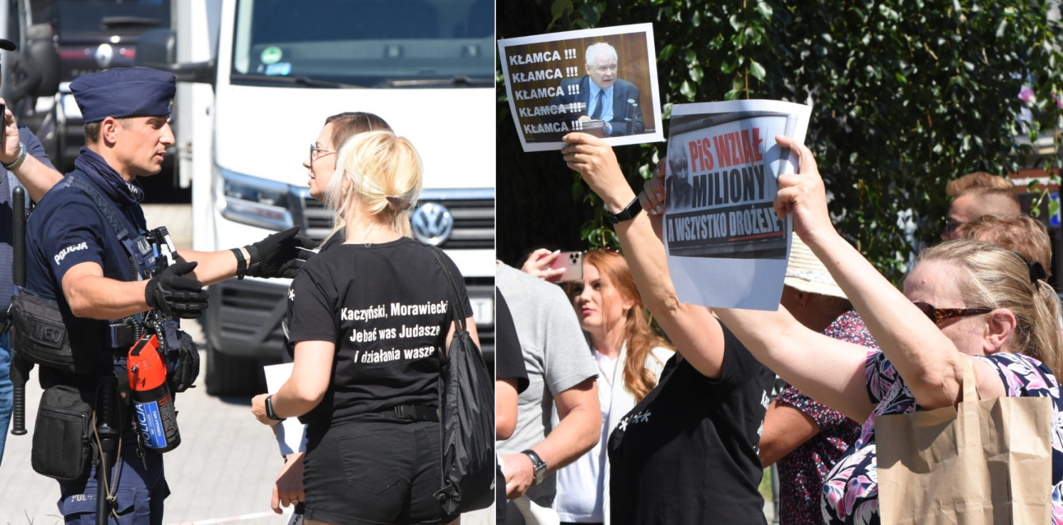 Inowrocław - Buczenie i gwizdy. Manifestujący nie mogli zbliżyć się do Jarosława Kaczyńskiego