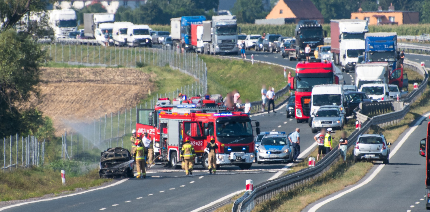 Region - Pożar auta na obwodnicy Inowrocławia