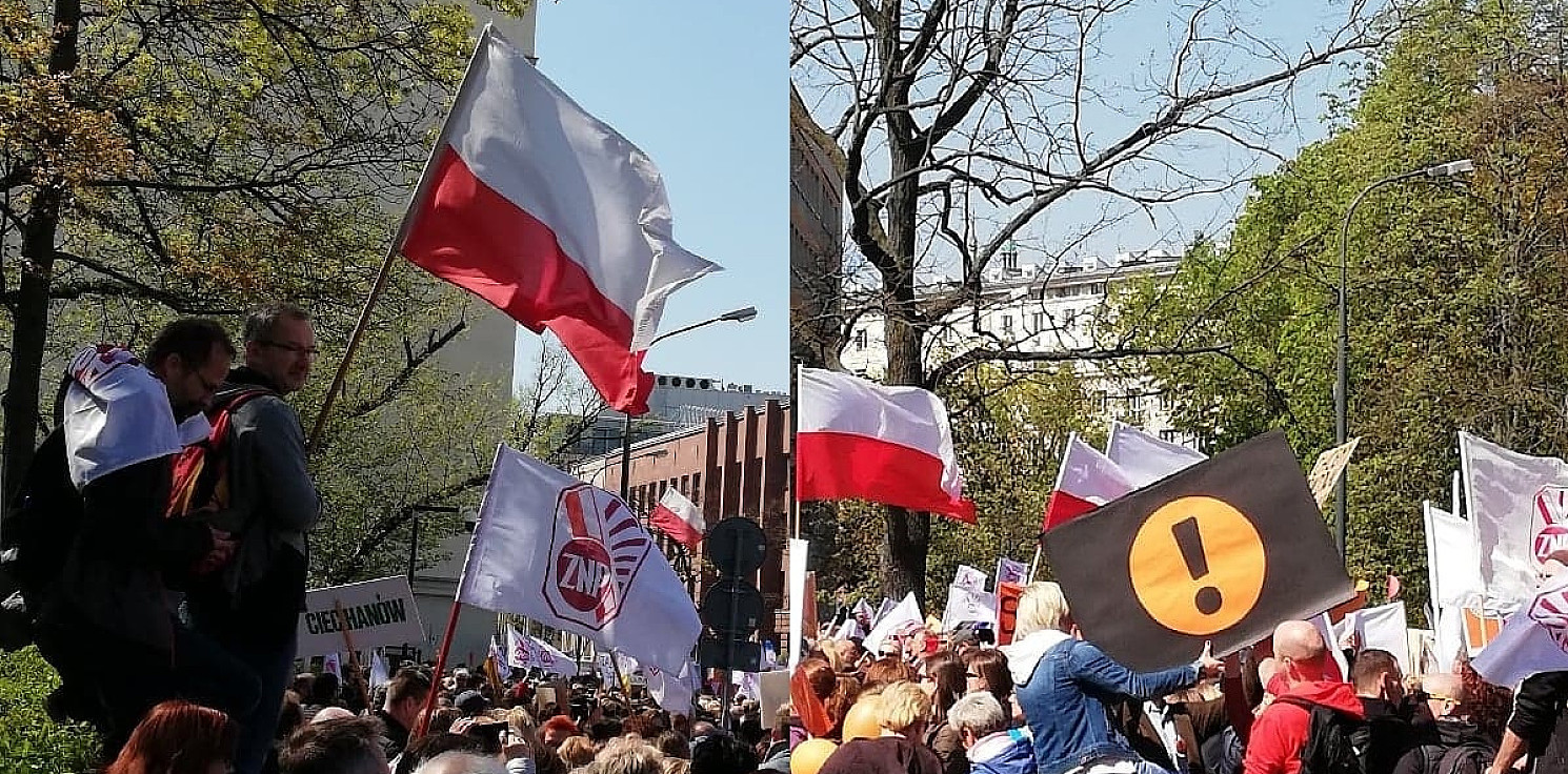 Inowrocław - Manifestacja nauczycieli przed budynkiem MEN