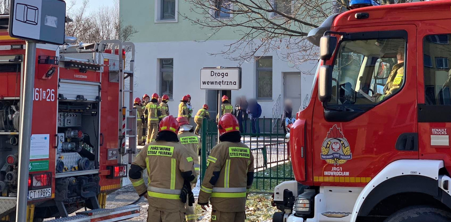 Inowrocław - Pożar w przedszkolu na Rąbinie. Na miejscu trzy zastępy straży