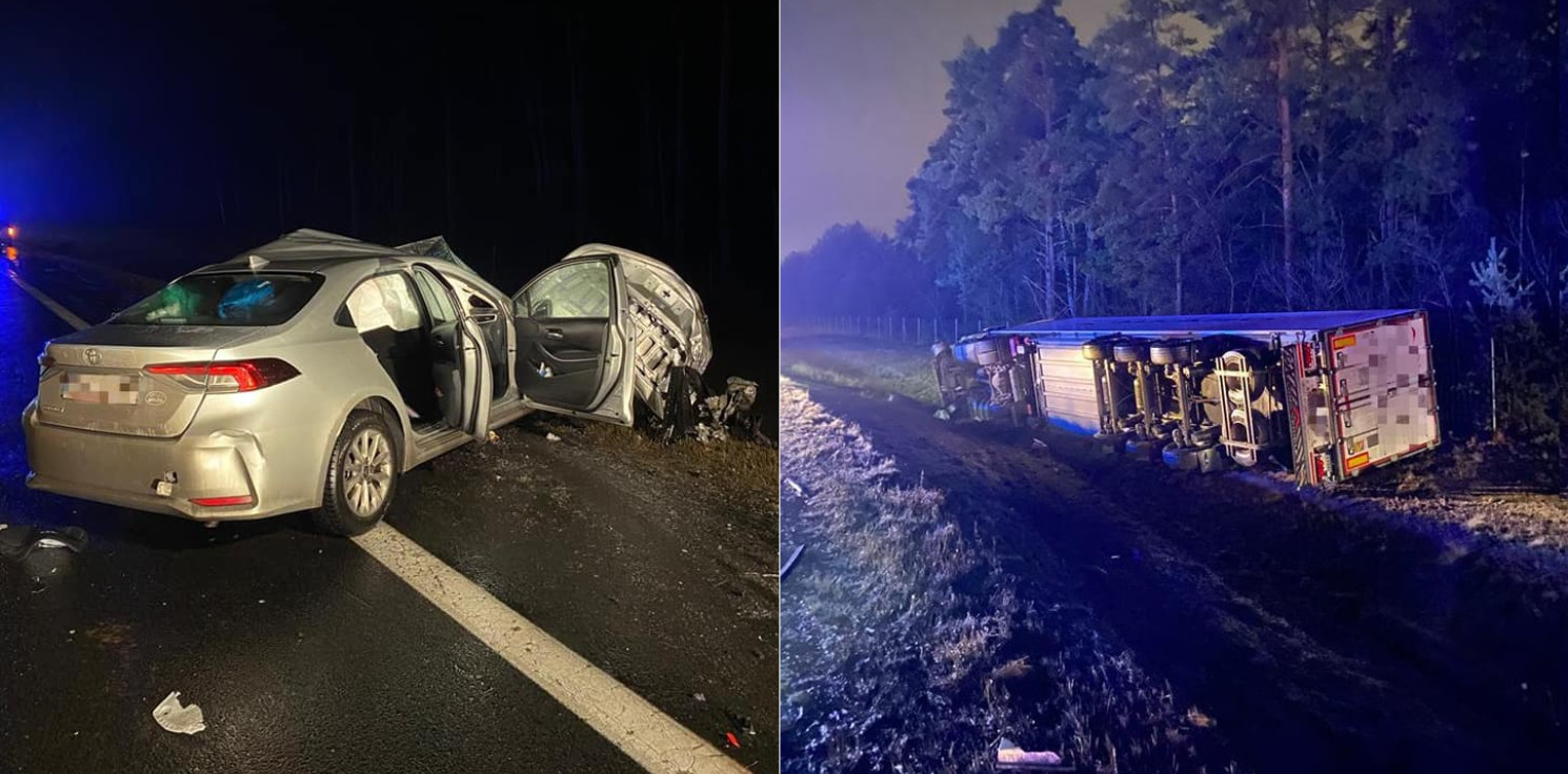 Region - Tragedia koło Torunia. Auto zmiażdżone przez tira, kierowca zginął na miejscu