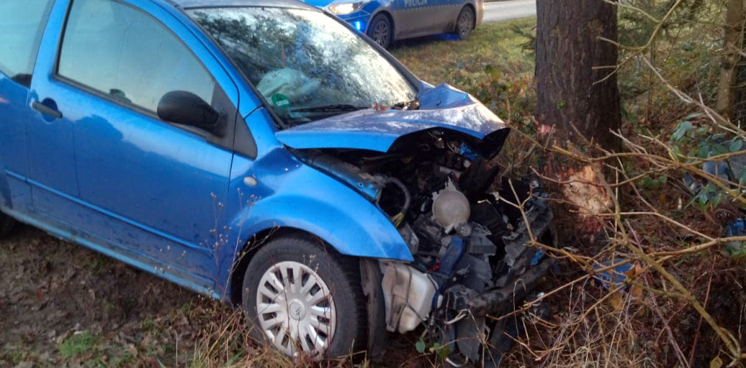 Strzelno - Kierująca citroenem uderzyła w drzewo. Trafiła do szpitala