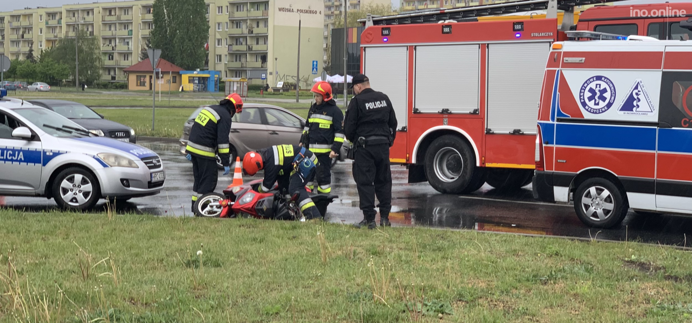Inowrocław - Zderzenie auta i skutera na Rąbinie