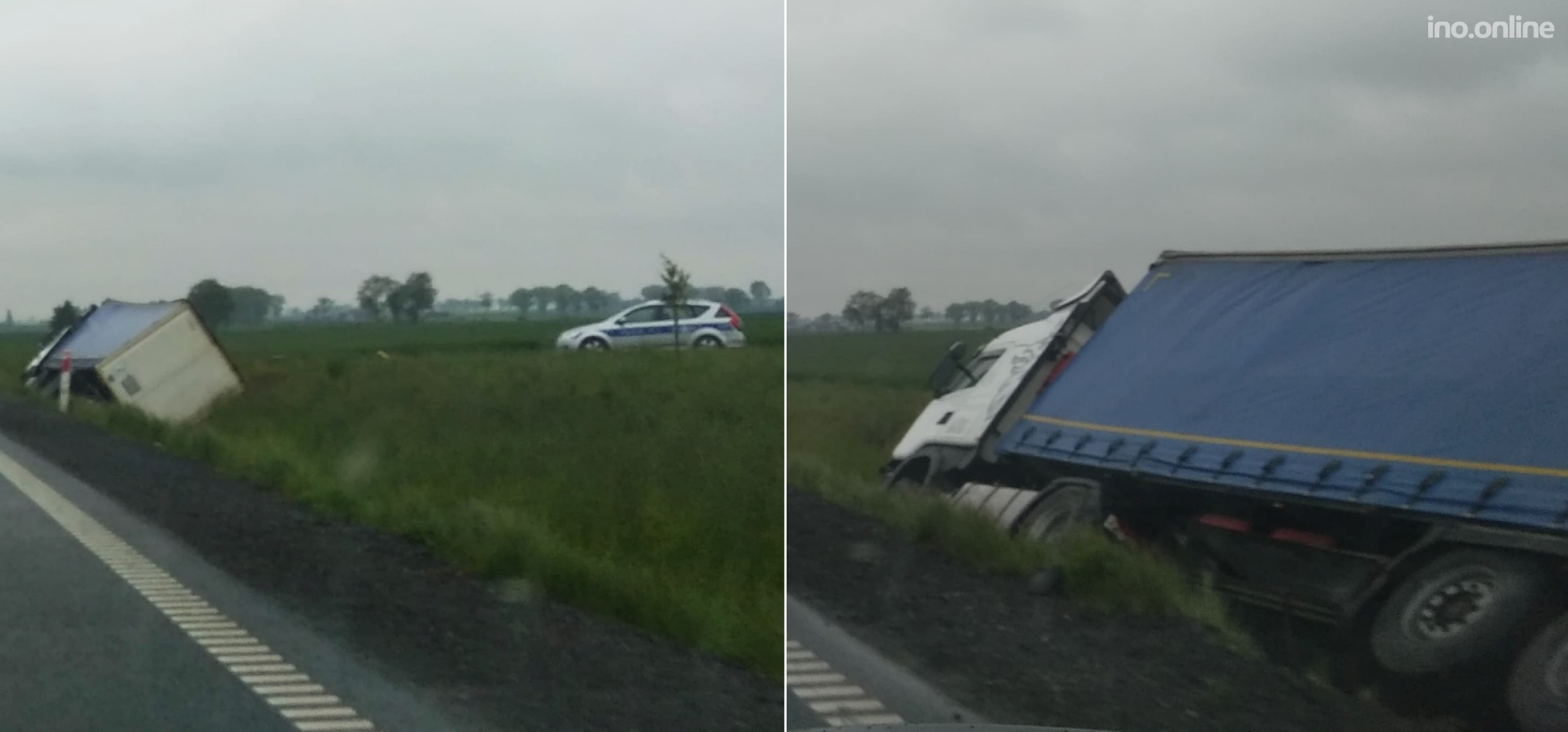 Inowrocław - TIR w rowie. Wypadek na obwodnicy