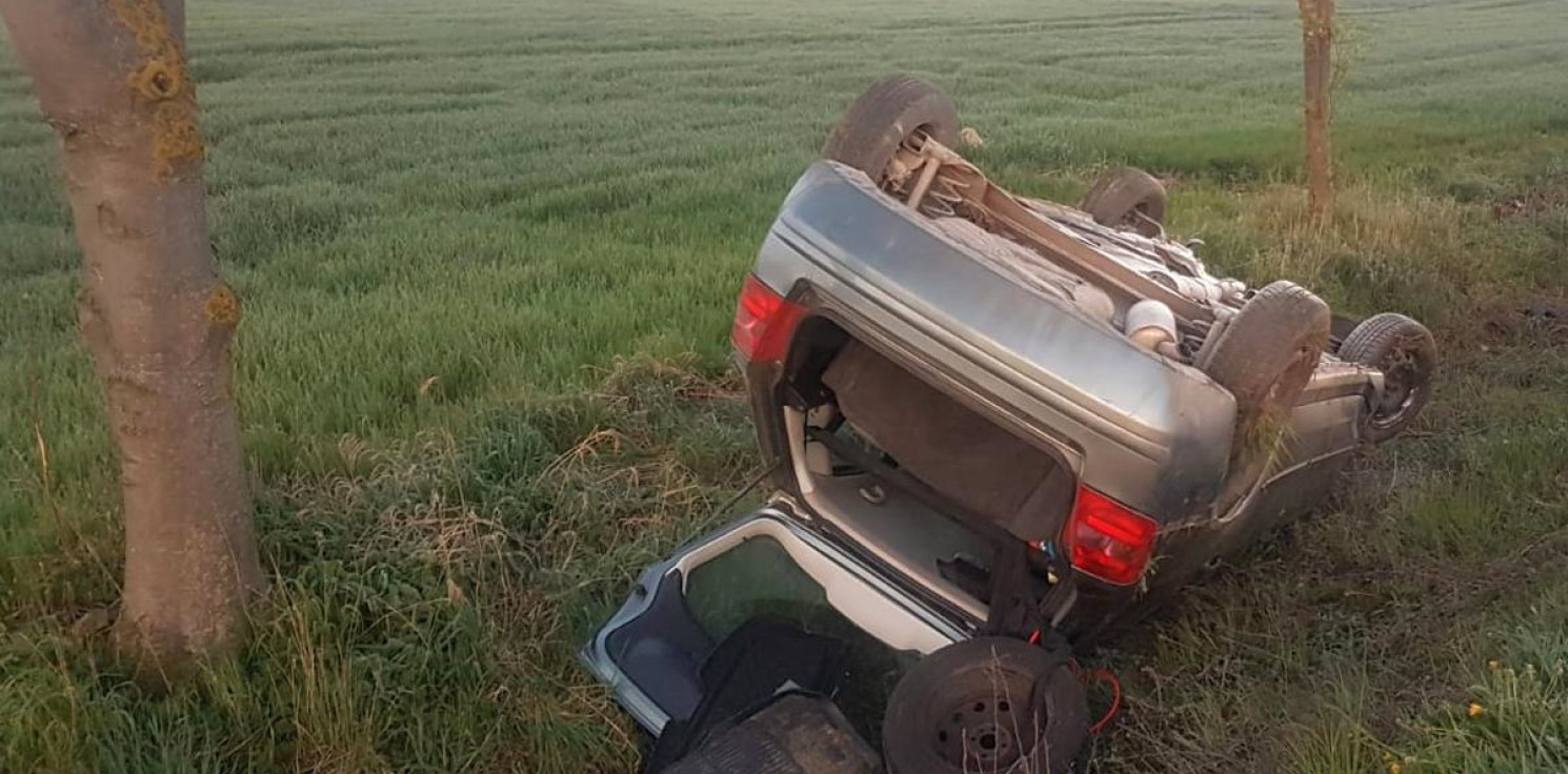 Region - Zderzenie fiata z sarną. Auto dachowało w rowie