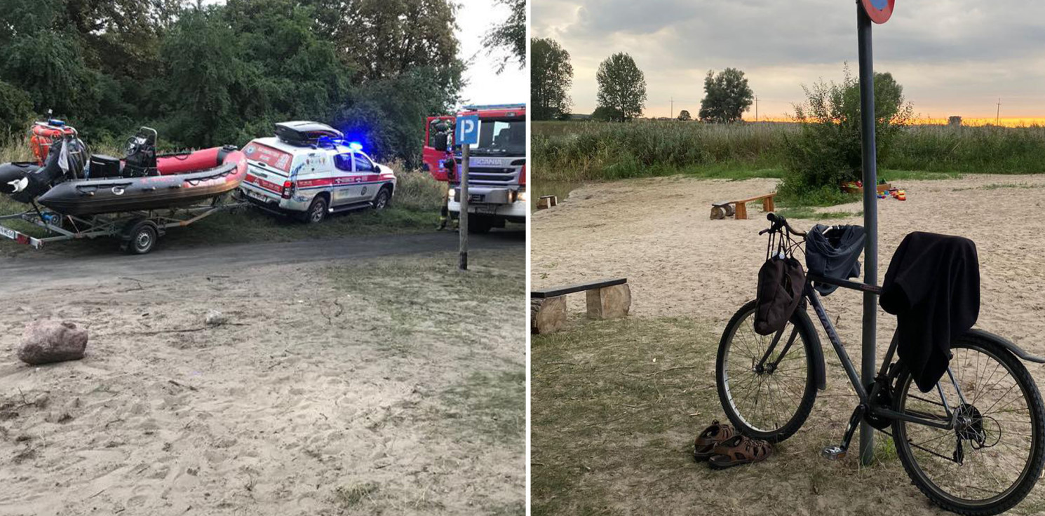 Kruszwica.online - Pozostawił rzeczy na plaży i wszedł do jeziora. Zaalarmowano służby