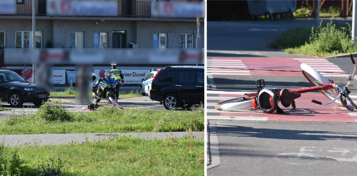 Inowrocław - Rowerzystka wjechała w linkę holowniczą