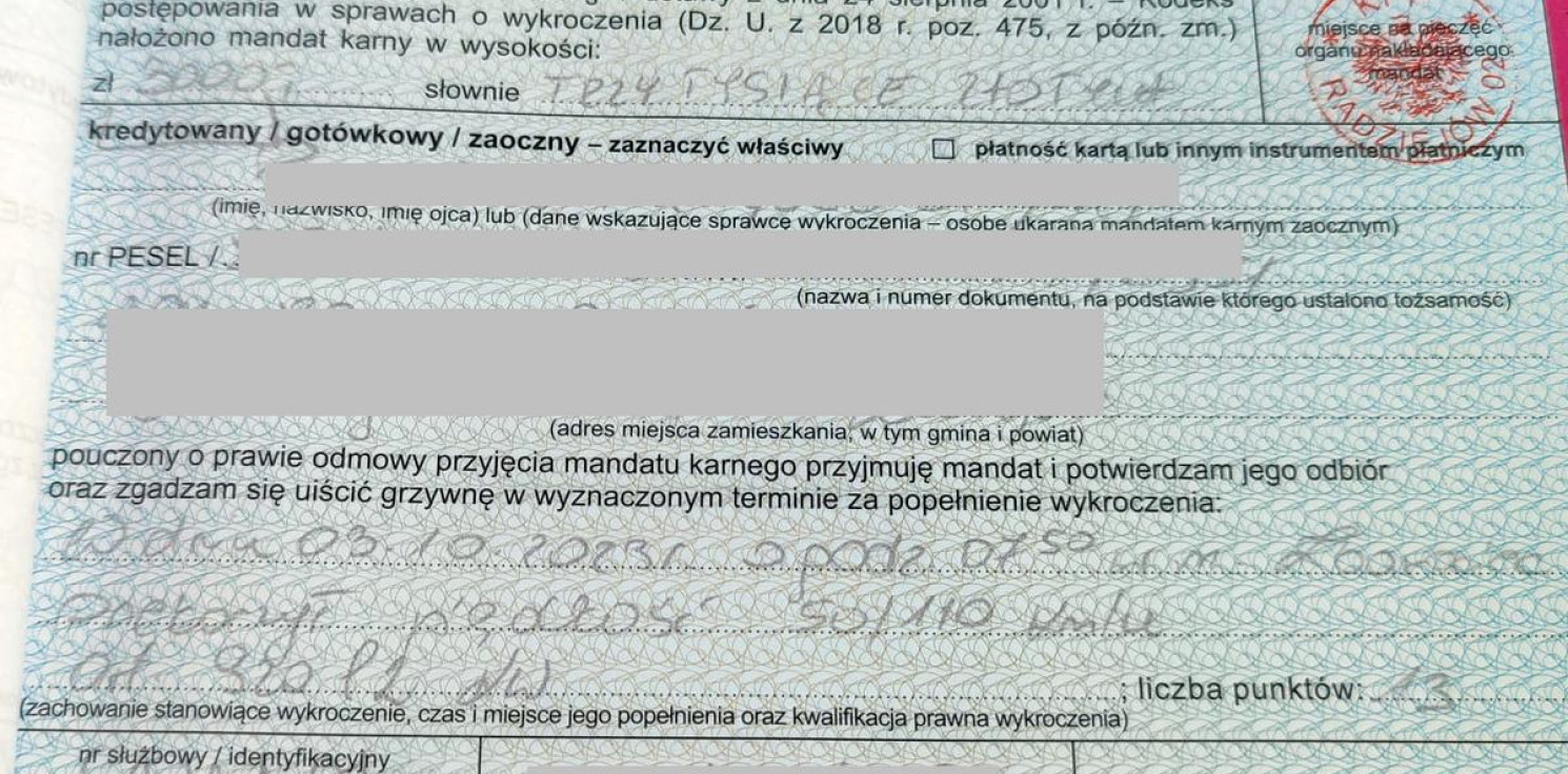Radziejów - Znów jechał za szybko. Zapłaci dwukrotnie wyższy mandat