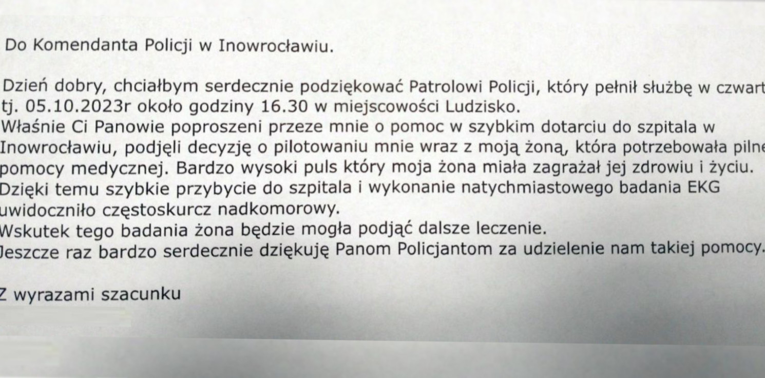 Inowrocław - Podziękowali za pomoc w dotarciu do szpitala