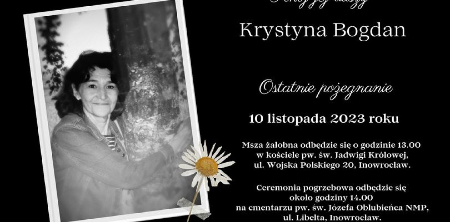 Inowrocław - Z żałobnej karty. Nie żyje Krystyna Bogdan